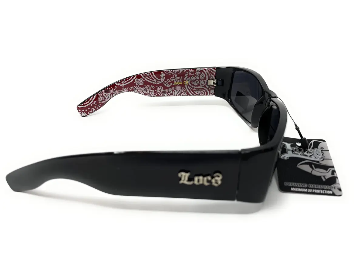 Locs Mens Hardcore Gangster Sunglasses Bandana Print Black/Red | Polarized UV Protection - view 5