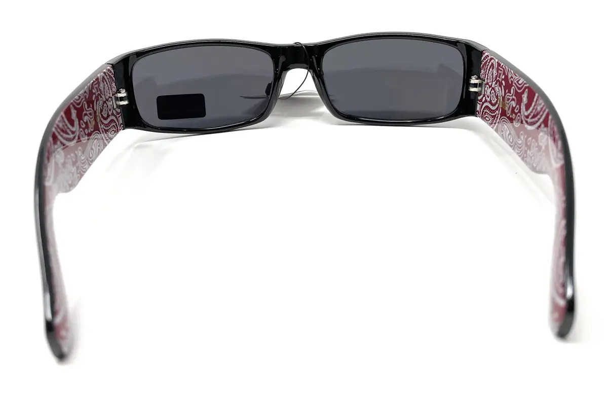 Locs Mens Hardcore Gangster Sunglasses Bandana Print Black/Red | Polarized UV Protection - view 6