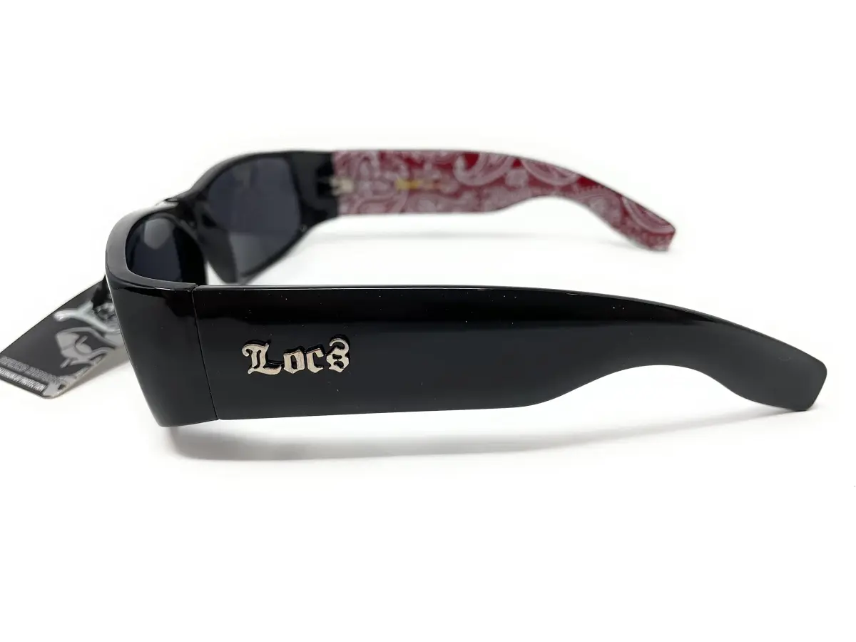 Locs Mens Hardcore Gangster Sunglasses Bandana Print Black/Red | Polarized UV Protection - view 7