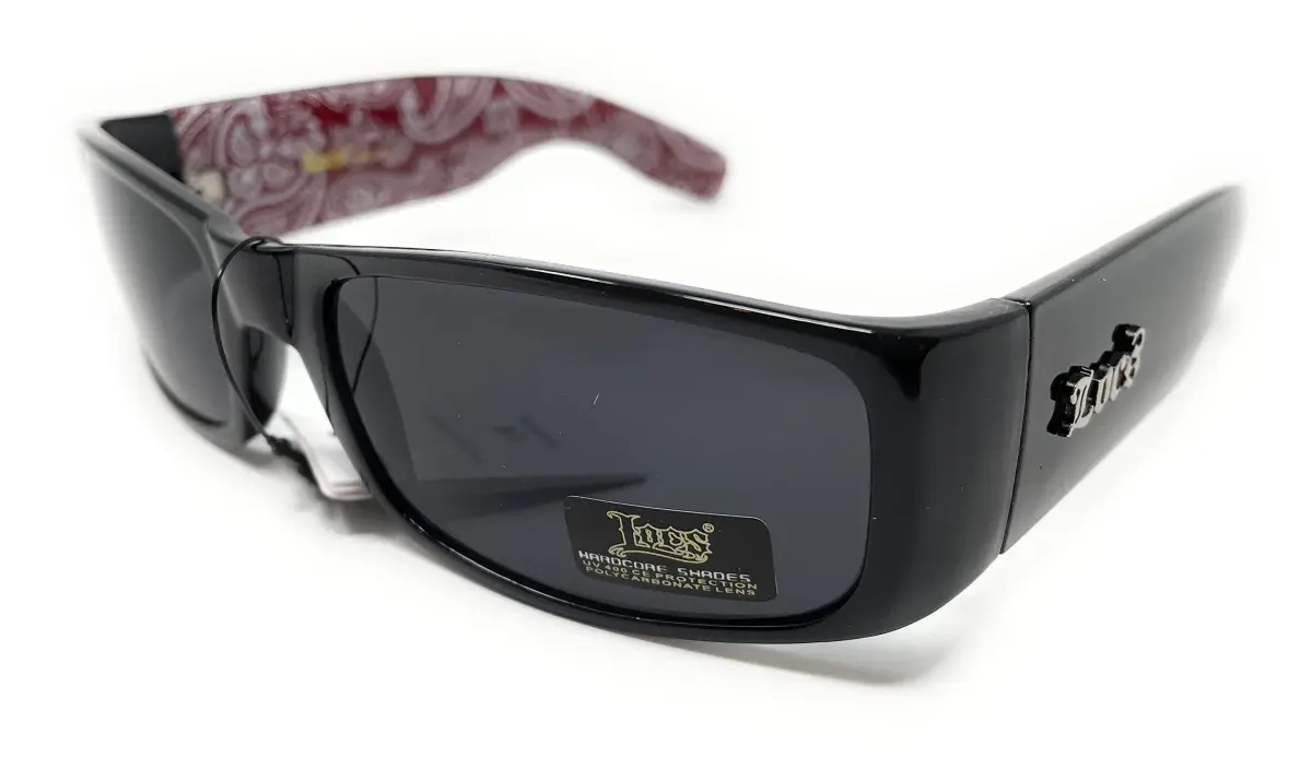 Locs Mens Hardcore Gangster Sunglasses Bandana Print Black/Red | Polarized UV Protection - view 8