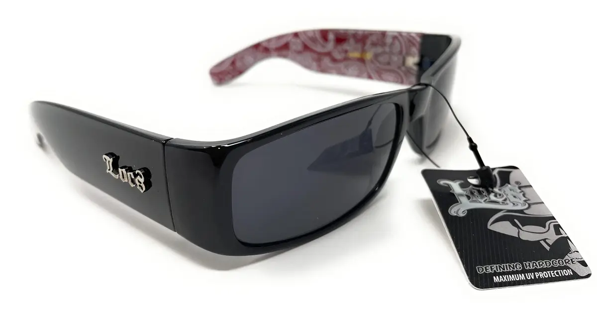Locs Mens Hardcore Gangster Sunglasses Bandana Print Black/Red | Polarized UV Protection - view 4