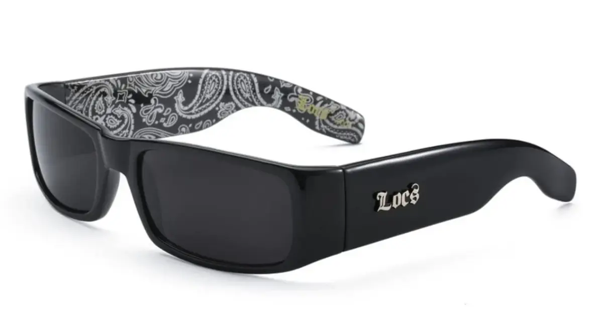 Locs Mens Hardcore Wrap Around Sunglasses with Bandana Print Inside, Black - Black Inside, Medium | UV Protection for Outdoor Sports - main product image