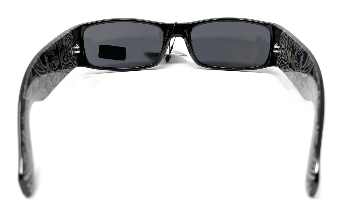 Locs Mens Hardcore Wrap Around Sunglasses with Bandana Print Inside, Black - Black Inside, Medium | UV Protection for Outdoor Sports - view 6