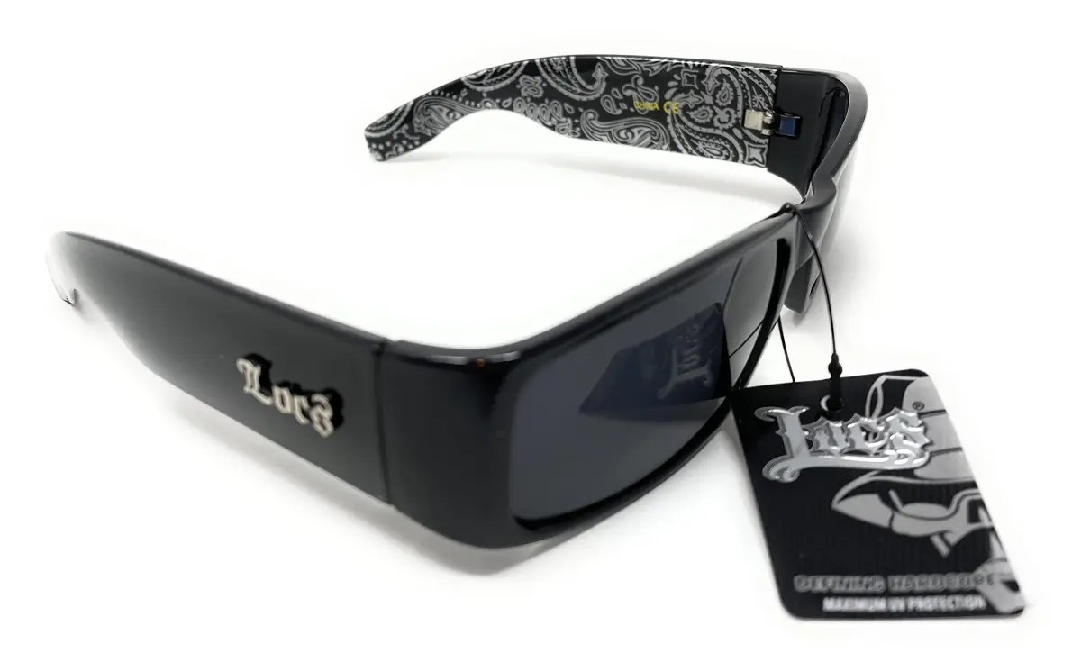 Locs Mens Hardcore Wrap Around Sunglasses with Bandana Print Inside, Black - Black Inside, Medium | UV Protection for Outdoor Sports - view 4