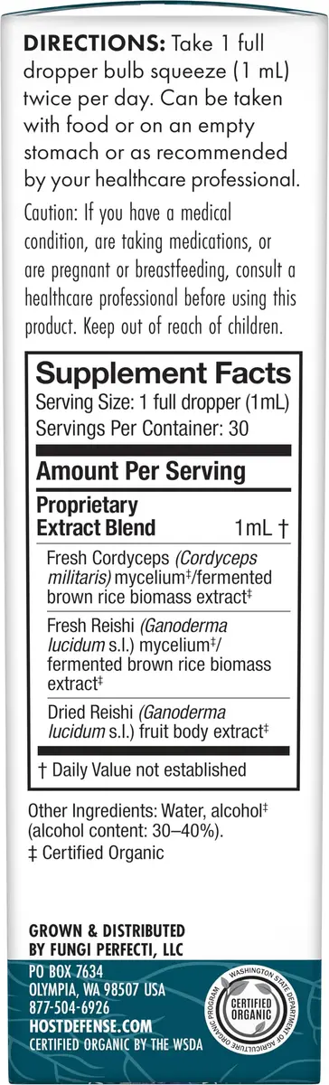 Host Defense CordyChi Extract 1 fl oz | Immune & Energy Support with Organic Mushrooms - view 8