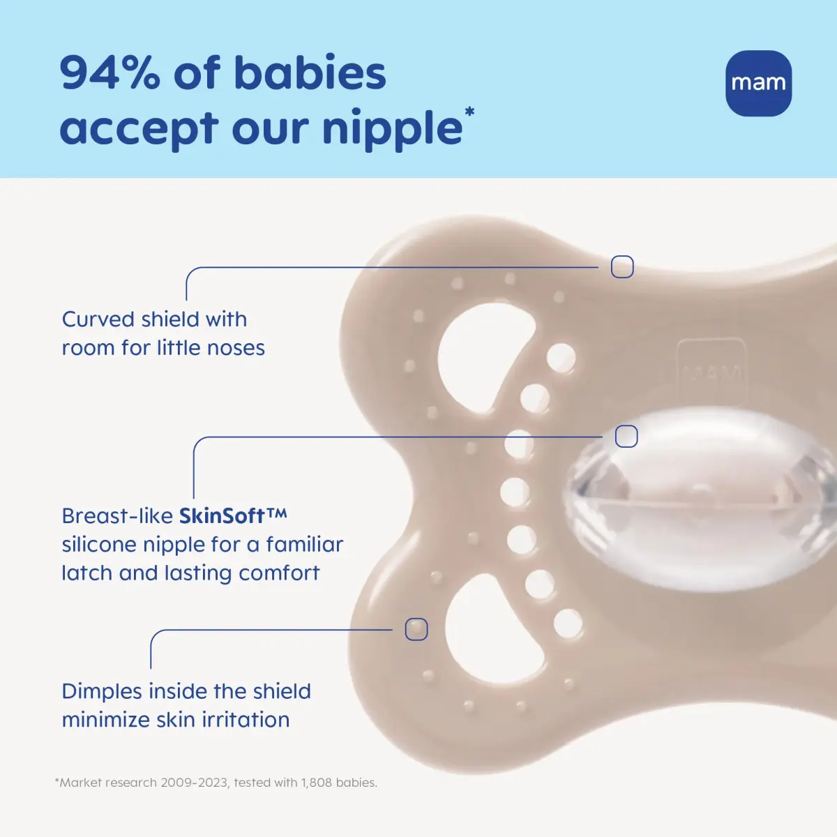 MAM Original Baby Pacifiers 0-6 Months, Glows in The Dark, 2 Pack | Developed with Pediatric Dentists - view 3