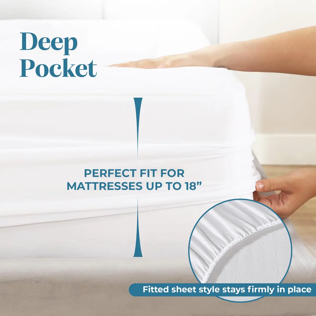 MICROPUFF King Size Fitted Mattress Pad 78" x 80" | Breathable & Soft with Deep Stretch Pockets - view 3