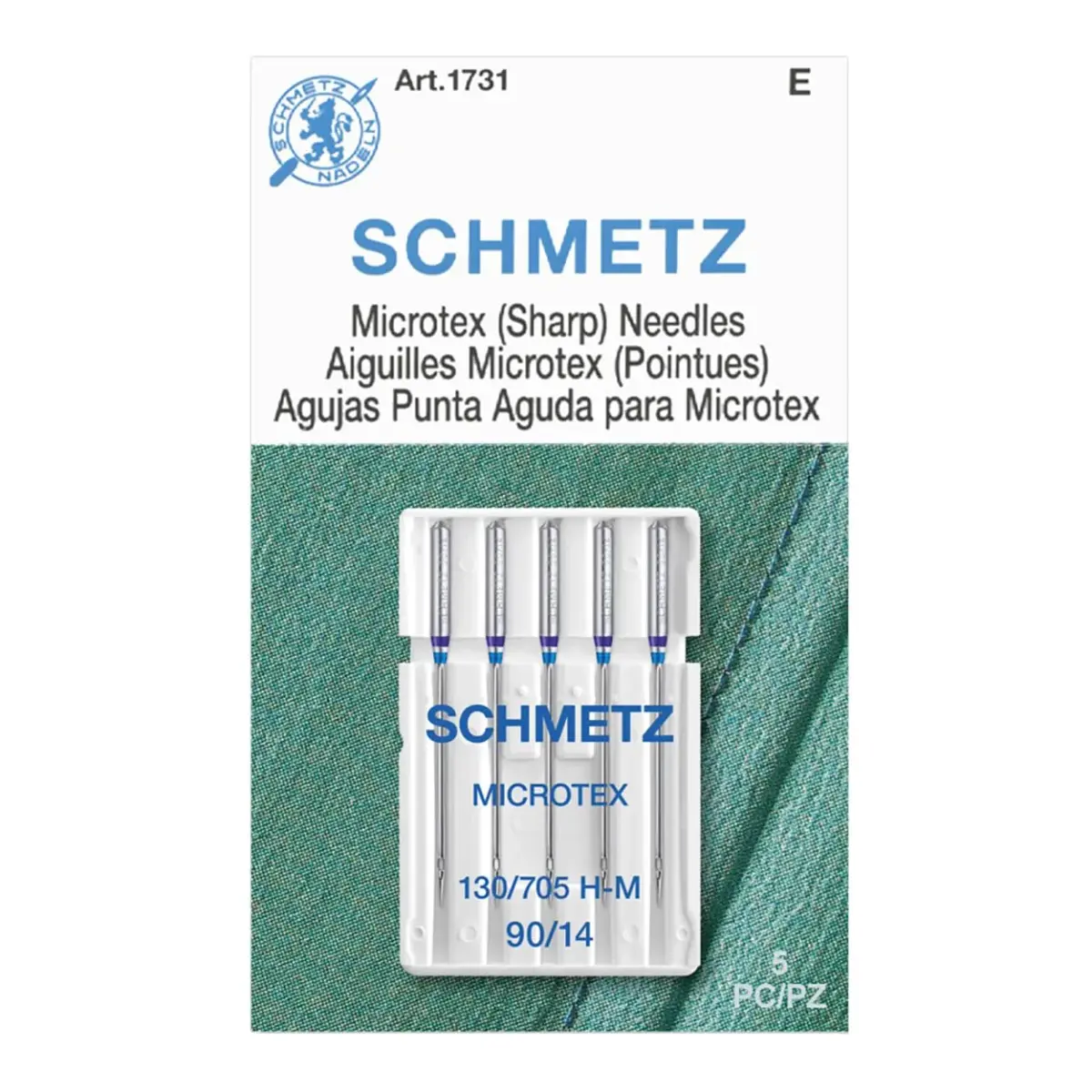 SCHMETZ Microtex Sharp Sewing Machine Needles 90/14 (5-Needle Card) | Precision Quilting & Topstitching - main product image