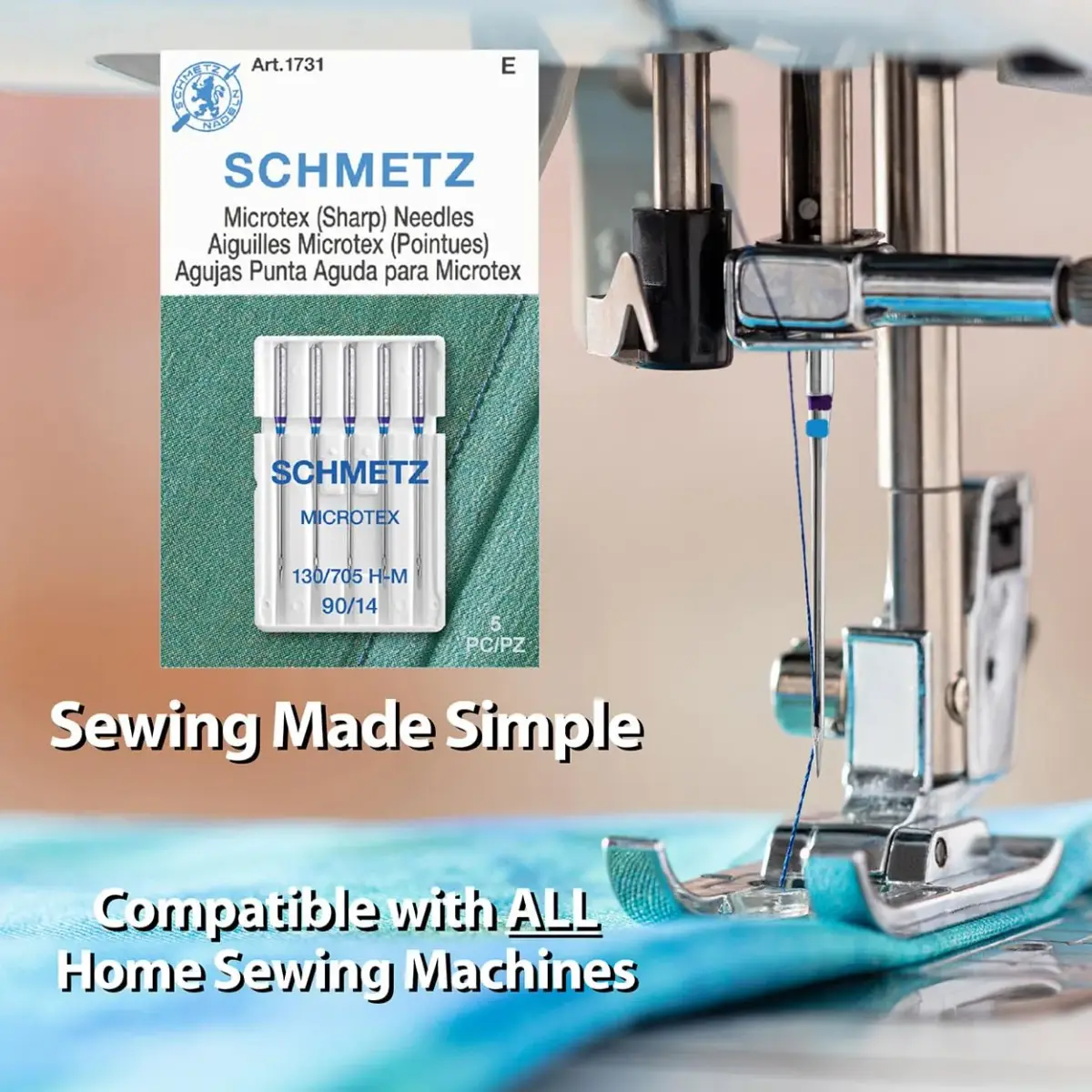 SCHMETZ Microtex Sharp Sewing Machine Needles 90/14 (5-Needle Card) | Precision Quilting & Topstitching - view 2