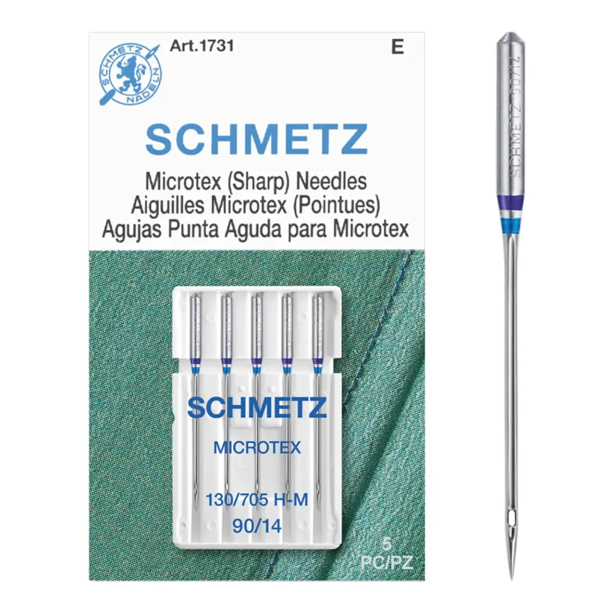 SCHMETZ Microtex Sharp Sewing Machine Needles 90/14 (5-Needle Card) | Precision Quilting & Topstitching - view 4
