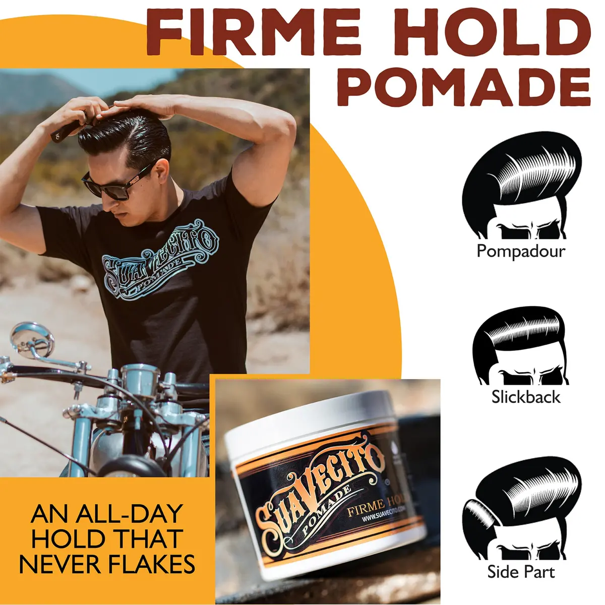 Suavecito Pomade Firme (Strong) Hold 4 oz | Water-Based Wax Like Flake Free Hair Gel for Men & Women - view 4