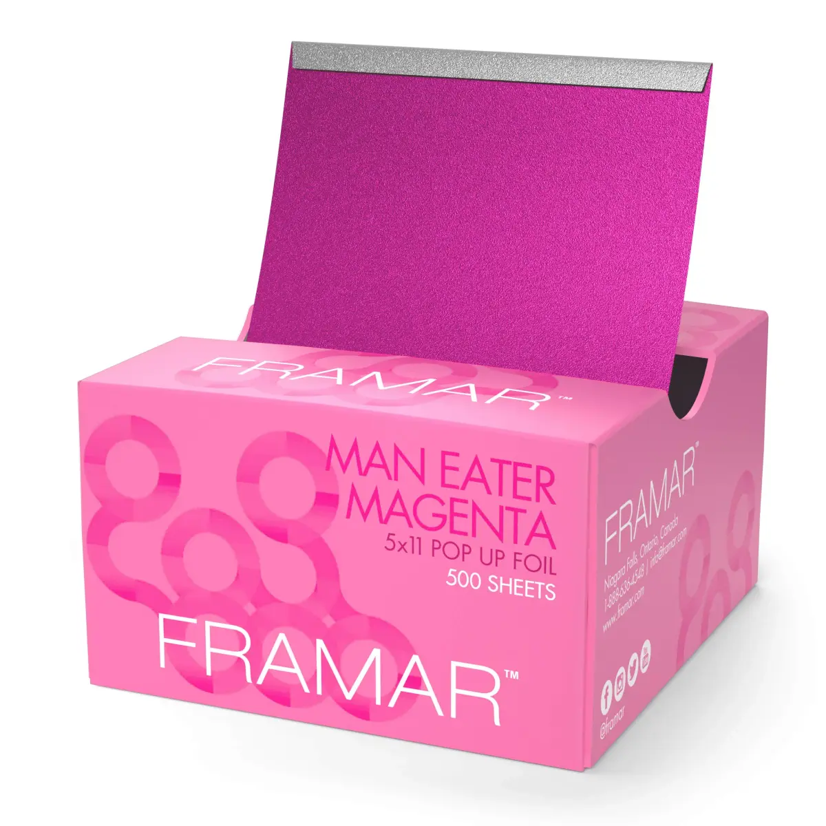 Framar Magenta Hair Foils for Highlighting, 500 Count (227g / 500 Count) | Professional Pop-Up Hair Foil Sheets with Embossed Grip - main product image