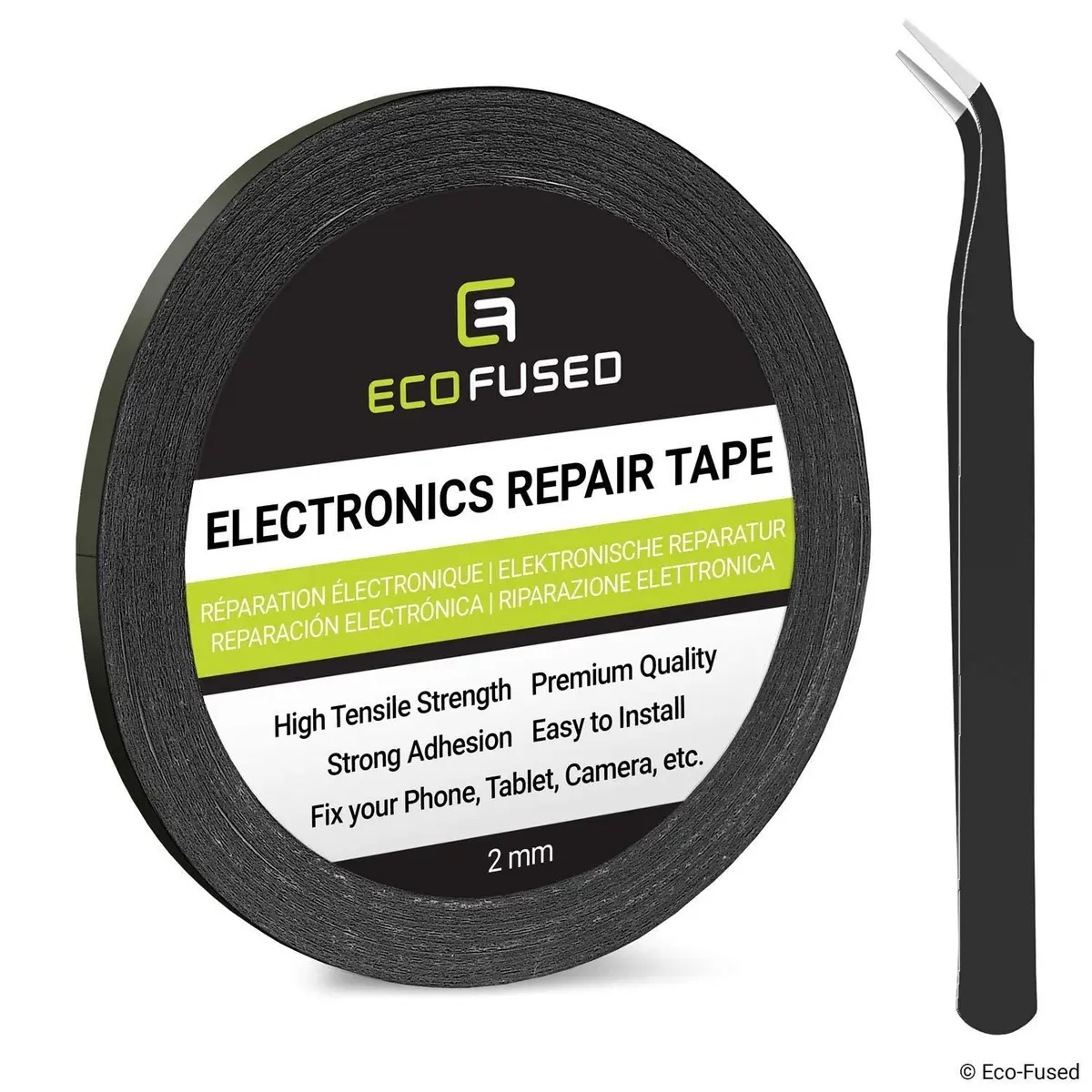 Eco-Fused 2mm Double-Sided Adhesive Sticker Tape | Smartphone, Tablet, PC Repair with Tweezers & Cloth - main product image