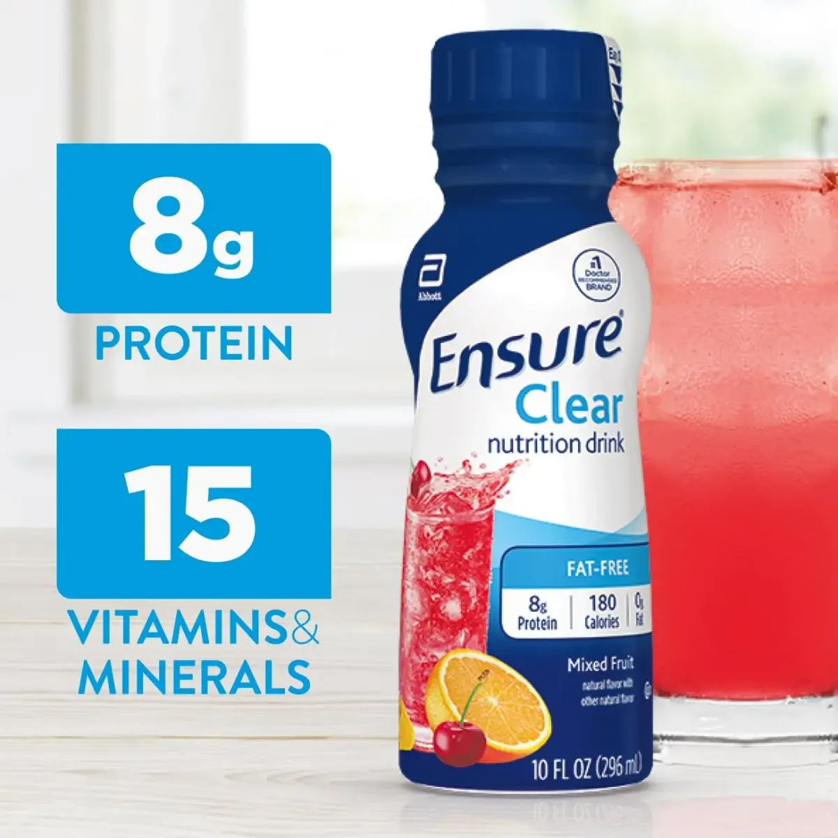 Ensure Clear Mixed Fruit Nutritional Drink 296ml (10 fl oz) | 8g Protein, 15 Vitamins & Minerals | Fat-Free - view 3