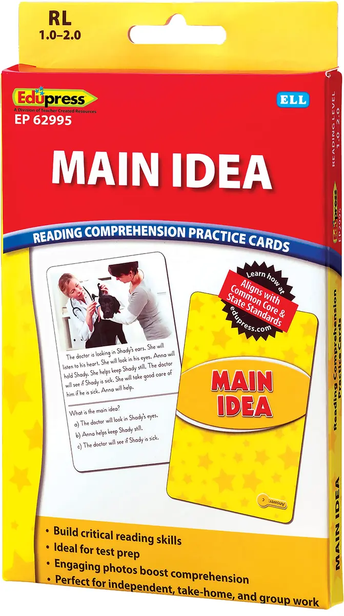 Edupress Reading Comprehension Practice Cards, Main Idea, Yellow Level | Supports Reading Skills for Class 1-2 - view 4