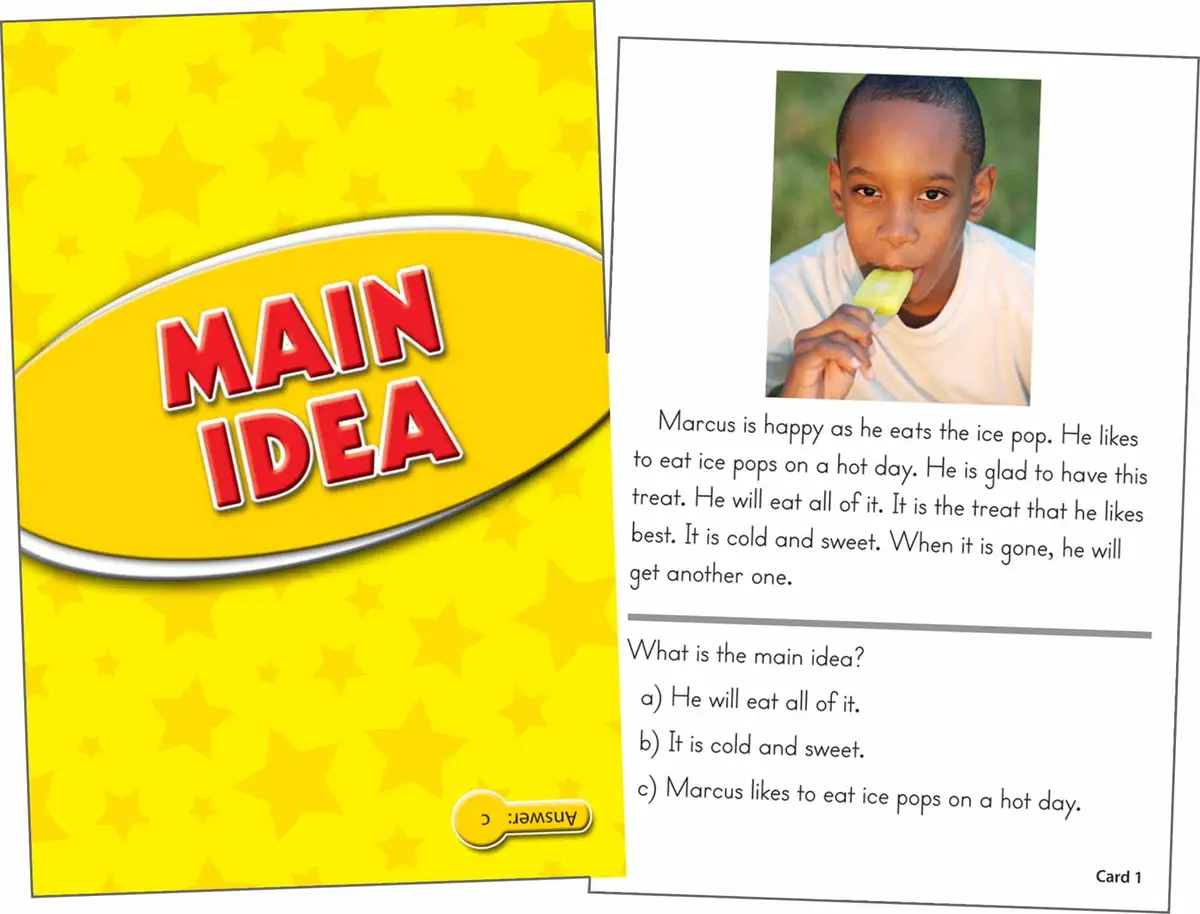 Edupress Reading Comprehension Practice Cards, Main Idea, Yellow Level | Supports Reading Skills for Class 1-2 - view 2