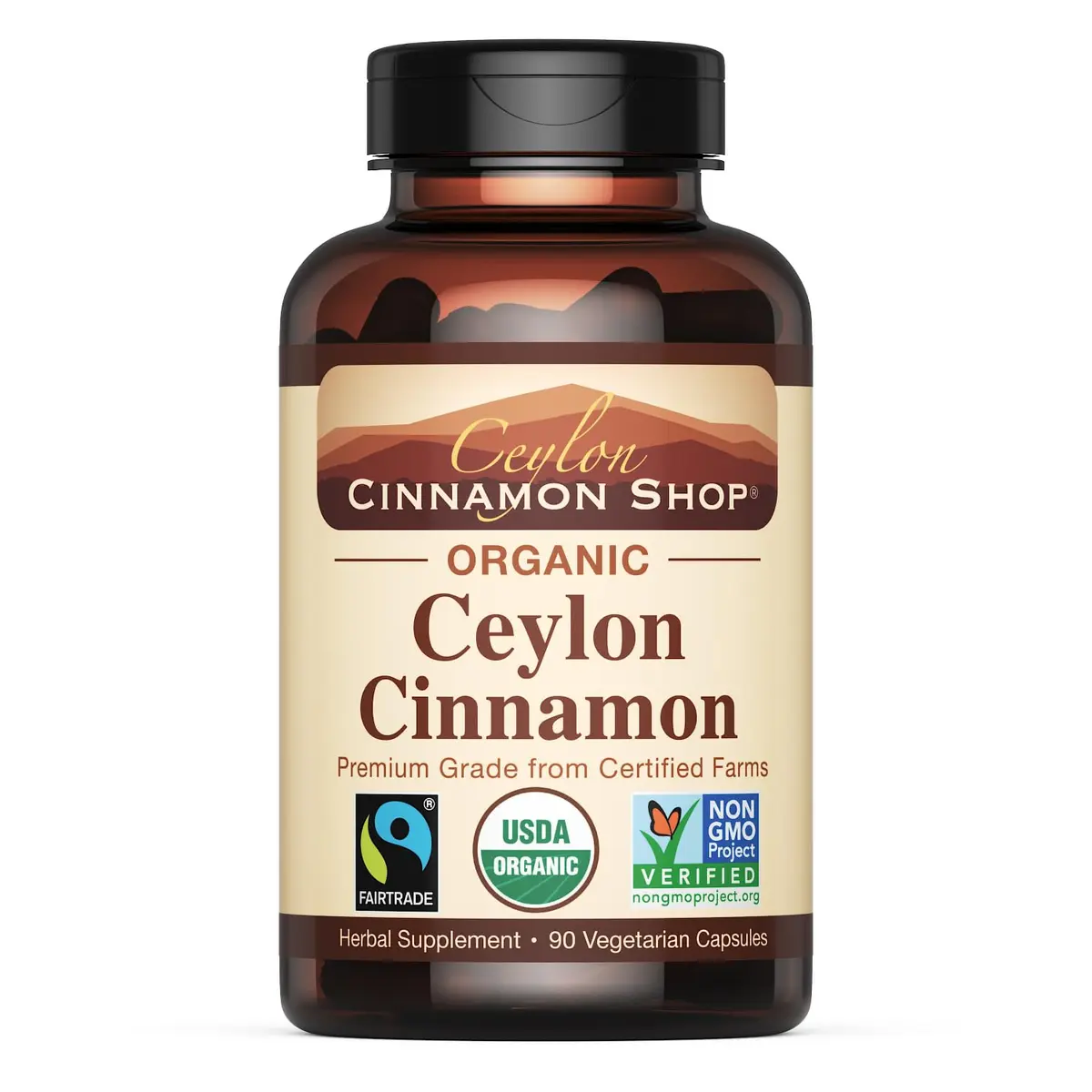 Ceylon Cinnamon Shop Organic Ceylon Cinnamon Capsules, 90 Count | USDA Certified, Vegan, Gluten-Free - main product image