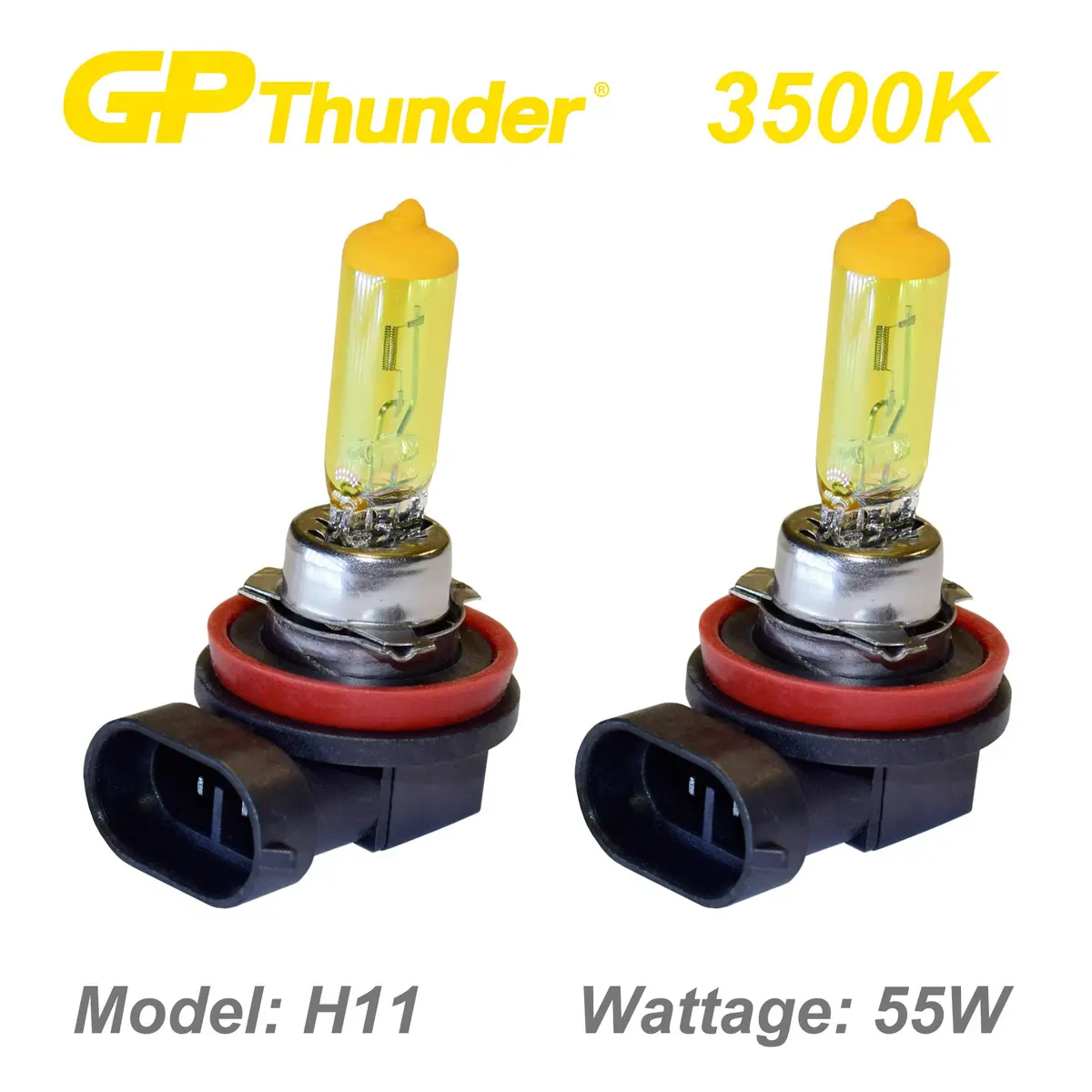 GP Thunder H11 3500K 55W Xenon Halogen Light Bulb | Yellow High Performance Fog & Headlight - view 2