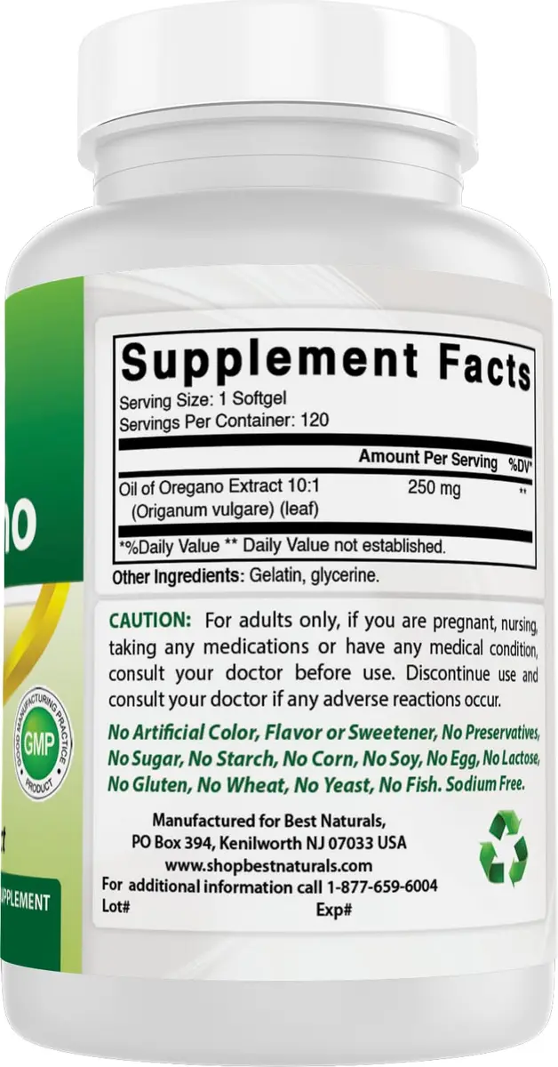 Best Naturals Oregano Oil 250 Mg Softgels 120Count | Supports Immune & Digestive Health - view 7