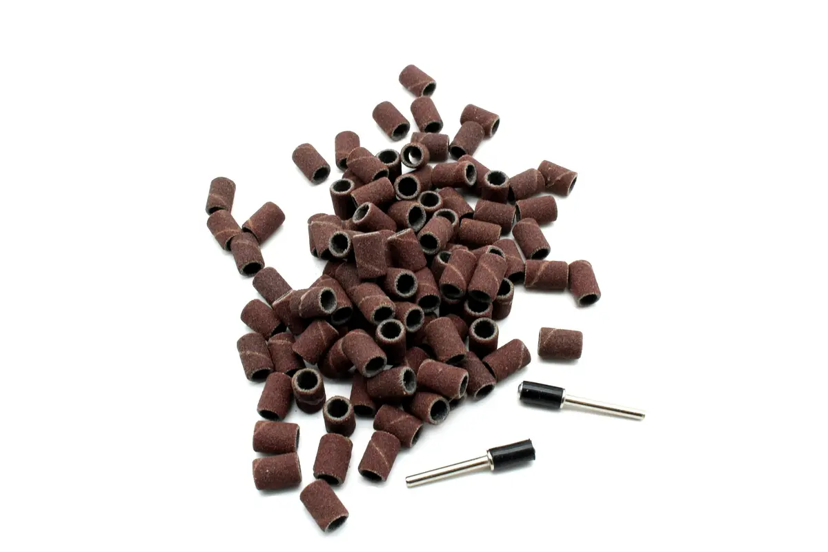 TEMO Sand Drum 1/4" Coarse Grit 60 | 100 Pieces with Mandrels for Rotary Tools - main product image