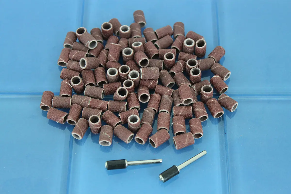 TEMO Sand Drum 1/4" Coarse Grit 60 | 100 Pieces with Mandrels for Rotary Tools - view 2