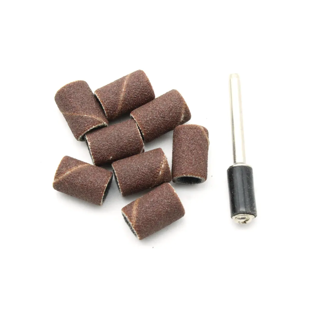 TEMO 100p 1/4" Grit 180 Medium Sand Drum with 2 Mandrels for Rotary Tools | Aluminum Oxide Abrasive (70-120c) - view 3