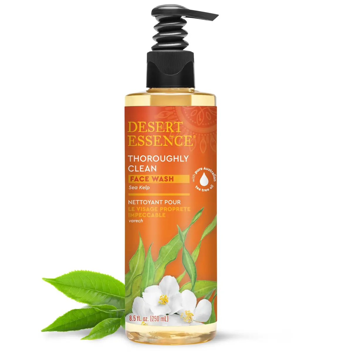 Desert Essence Thoroughly Clean Sea Kelp Face Wash 250ml (8.5 Fl Oz) | Gentle Daily Formula with Tea Tree Oil - main product image