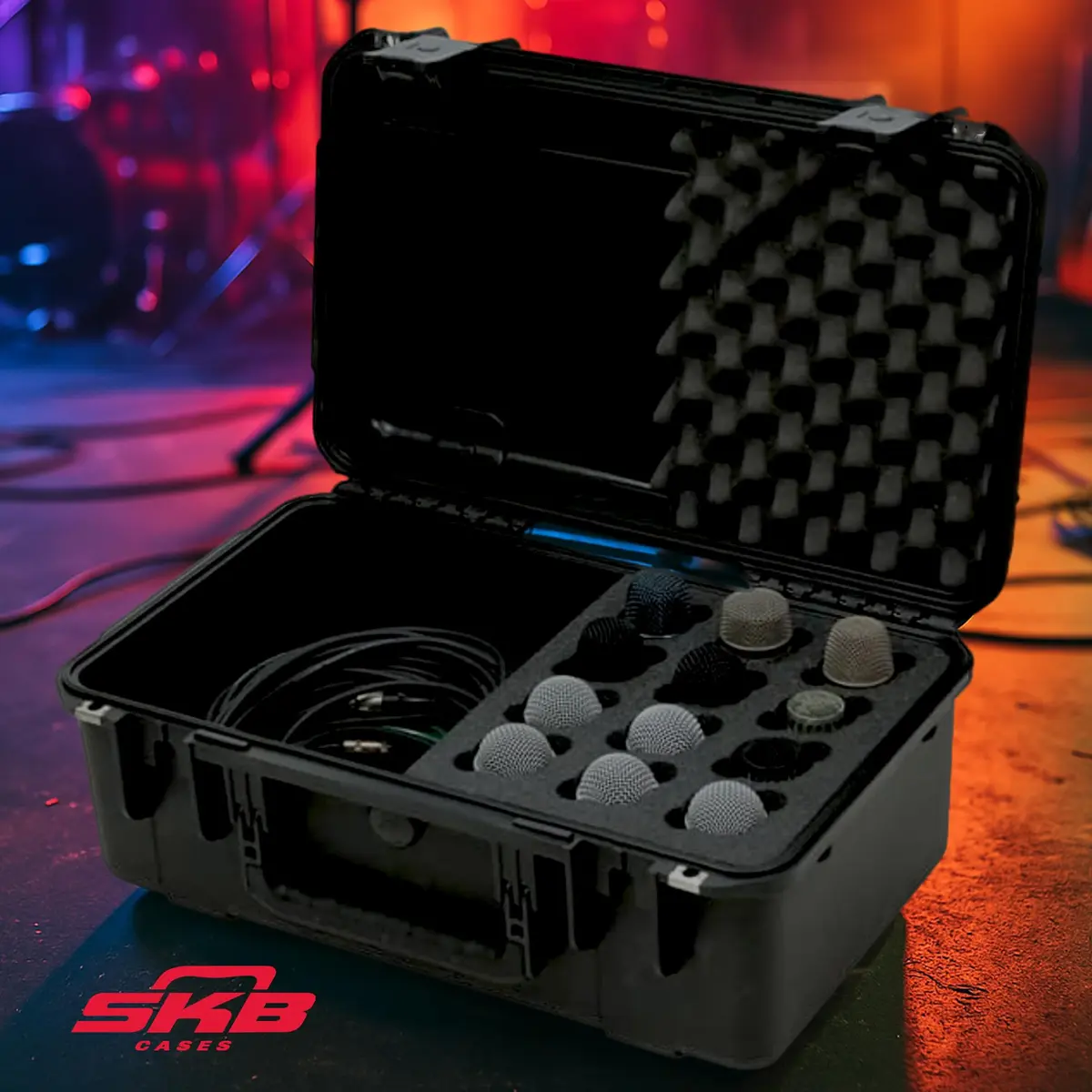 SKB iSeries Injection Molded Microphone Case for 12 Mics with Storage Compartment | Waterproof, Durable, Professional Audio Gear Protection - view 5