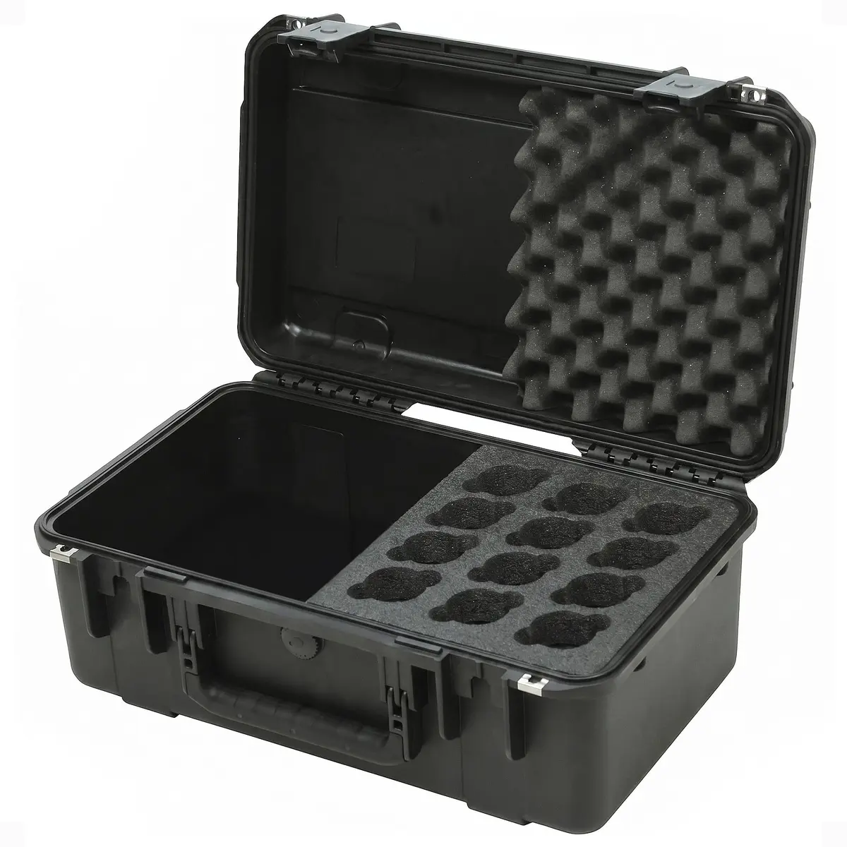 SKB iSeries Injection Molded Microphone Case for 12 Mics with Storage Compartment | Waterproof, Durable, Professional Audio Gear Protection - main product image