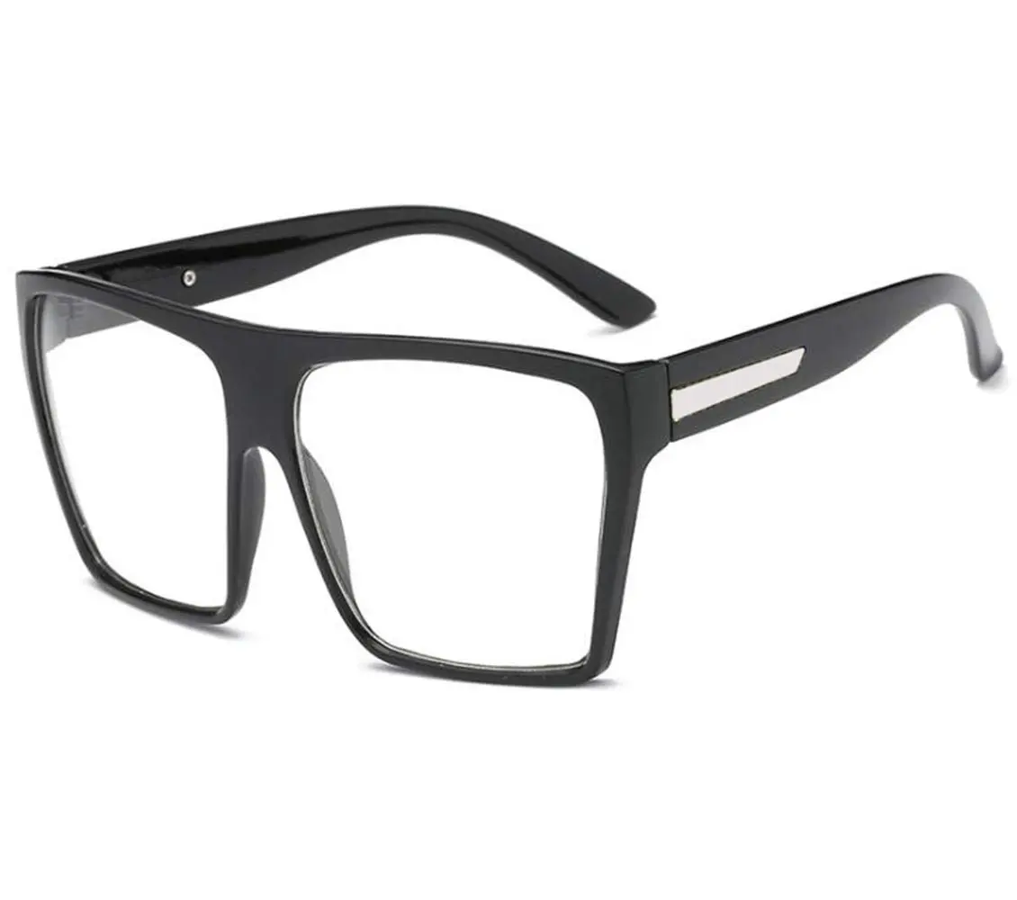 JuicyOrange Oversized Clear Lens Square Eyeglasses | Unisex Flat Top Frames (5 3/4" W x 2 1/2" H) - main product image