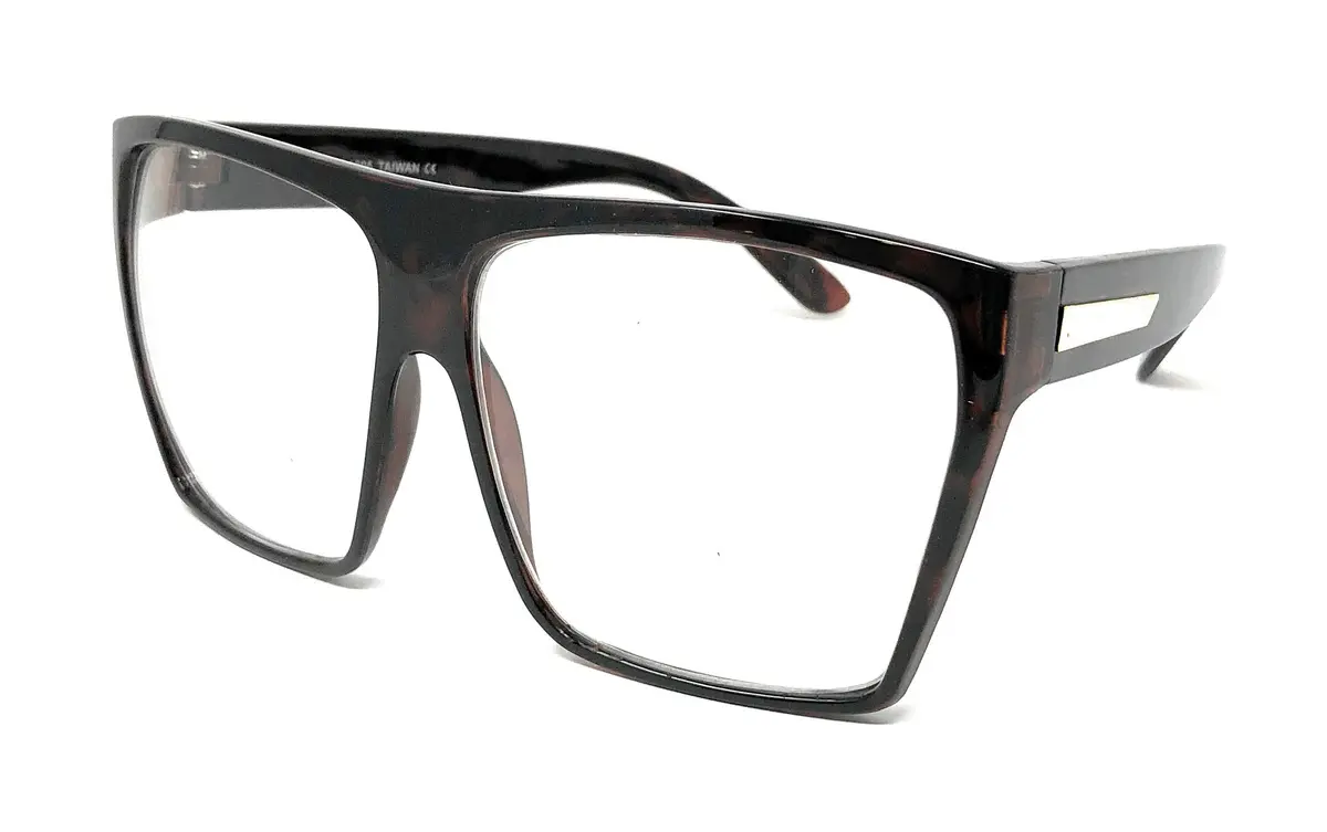 JuicyOrange Oversized Square Clear Lens Glasses Frames | Unisex Flat Top Style - main product image
