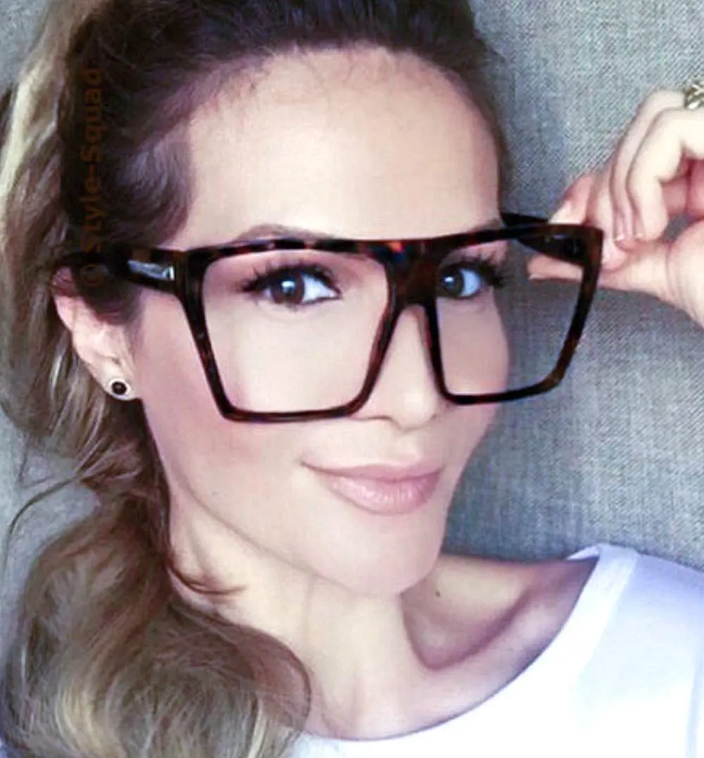 JuicyOrange Oversized Square Clear Lens Glasses Frames | Unisex Flat Top Style - view 6