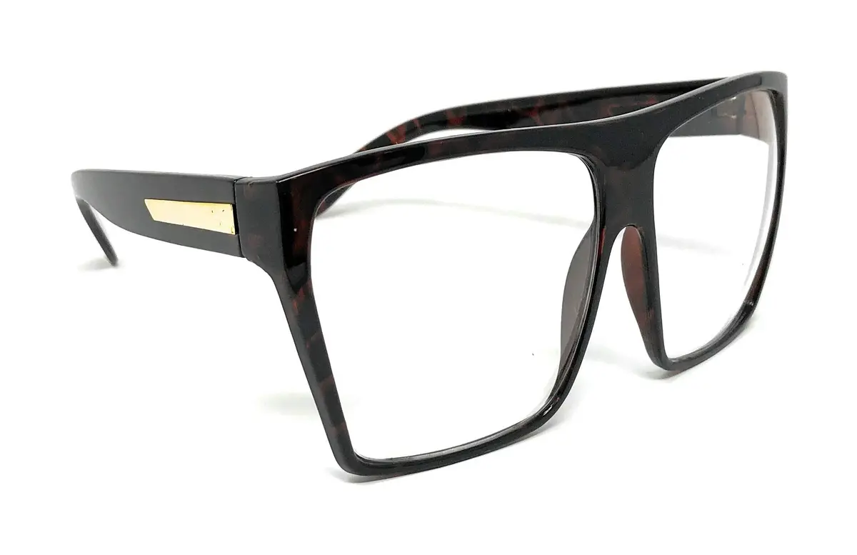 JuicyOrange Oversized Square Clear Lens Glasses Frames | Unisex Flat Top Style - view 3