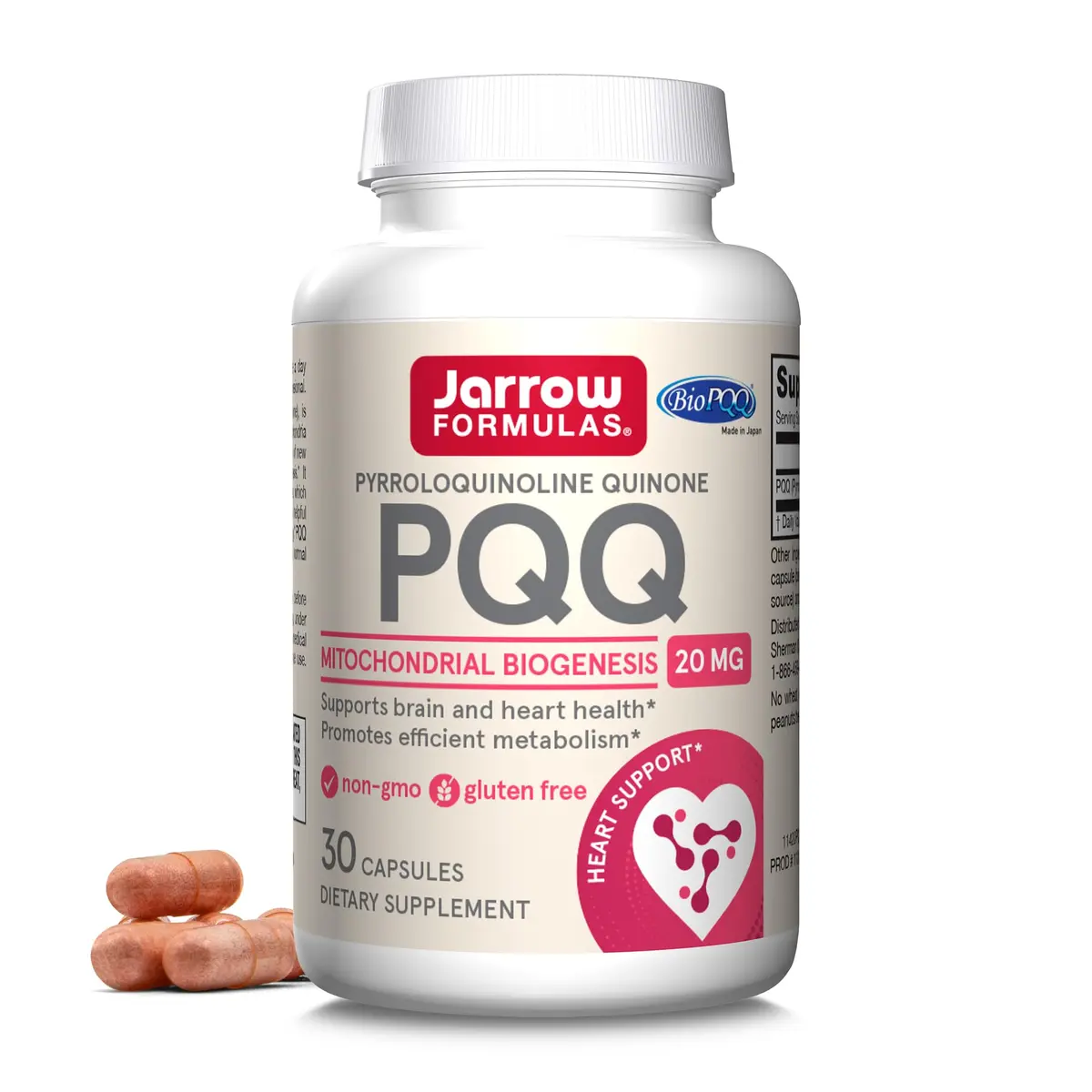 Jarrow PQQ 20 mg, Mitochondrial Biogenesis, 30 Capsules | Supports Cellular Energy & Heart Health - main product image