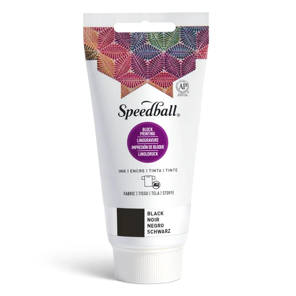 Speedball Fabric Block Printing Ink, Black, 74ml (2.5 fl oz) | Permanent, Water-Washable, No Heat Required - main product image