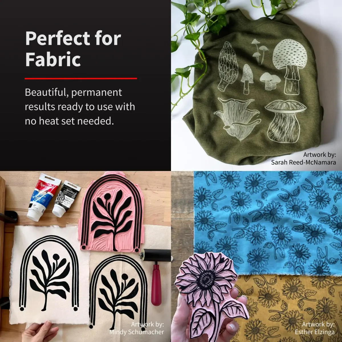 Speedball Fabric Block Printing Ink, Black, 74ml (2.5 fl oz) | Permanent, Water-Washable, No Heat Required - view 3