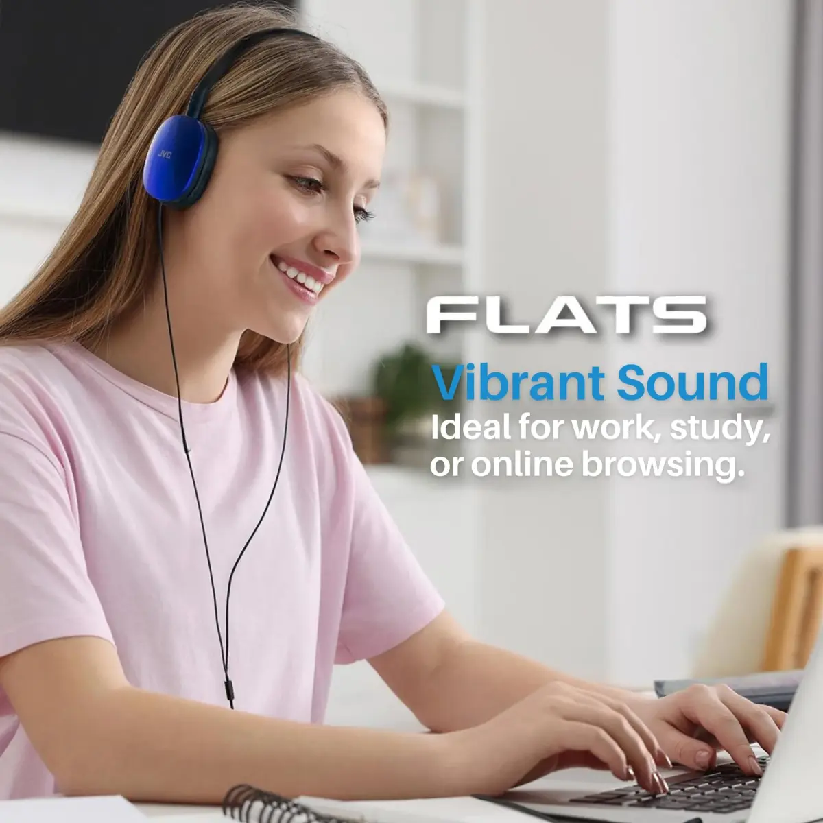 JVC Flats On-Ear Wired Headphones White | 30mm Driver, Foldable Design, 3.5mm Jack - view 4