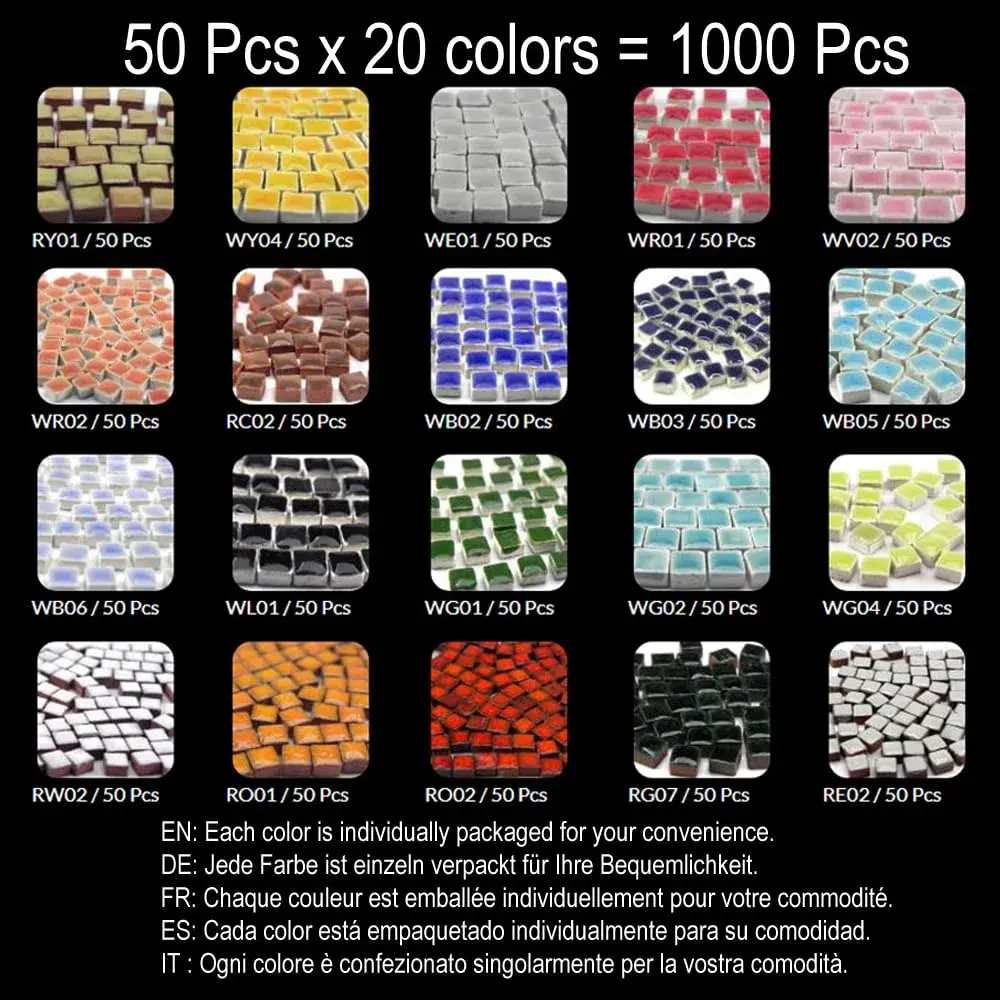 ALEA Mosaic Micro Mosaic Tiles 1000 Pcs 5x5 mm (0.19 inch) Square Mix Green | Handmade Ceramic Craft Tiles - view 2