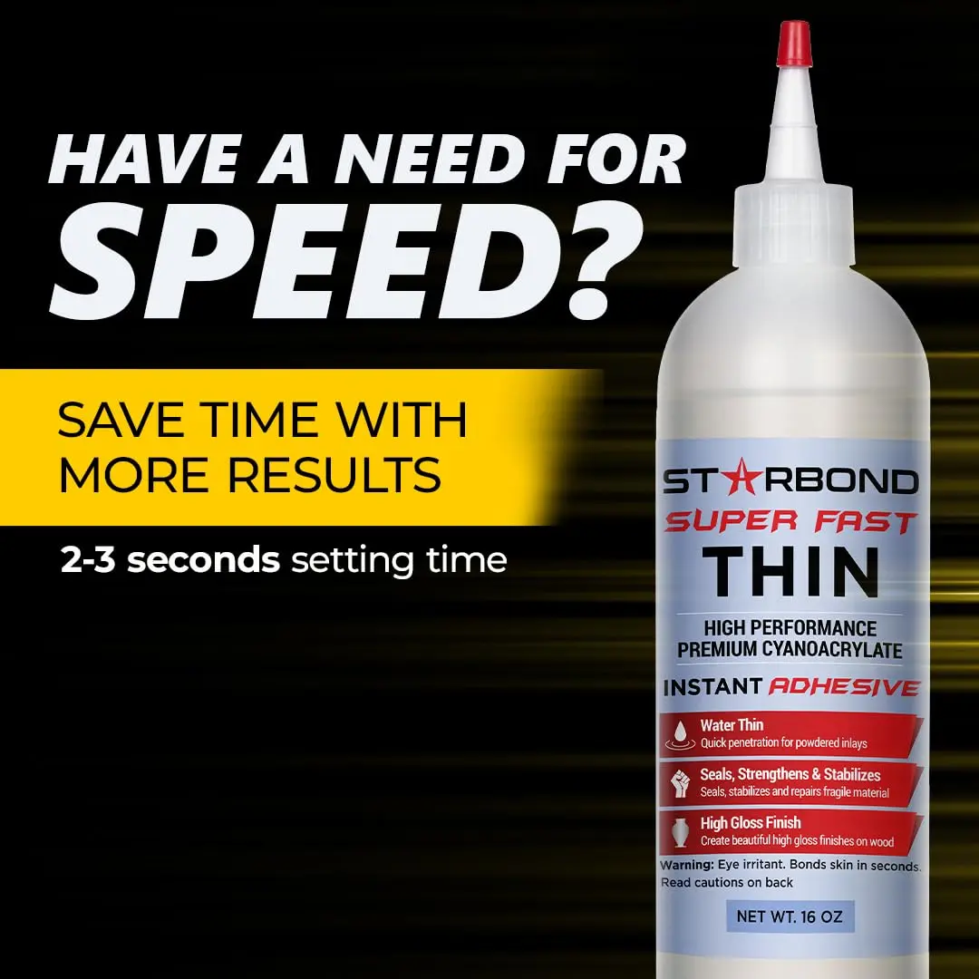 Starbond Super Fast Thin CA Glue 16 oz | Penetrates Micro-Fractures, Ideal for Woodworking & Model Building - view 3