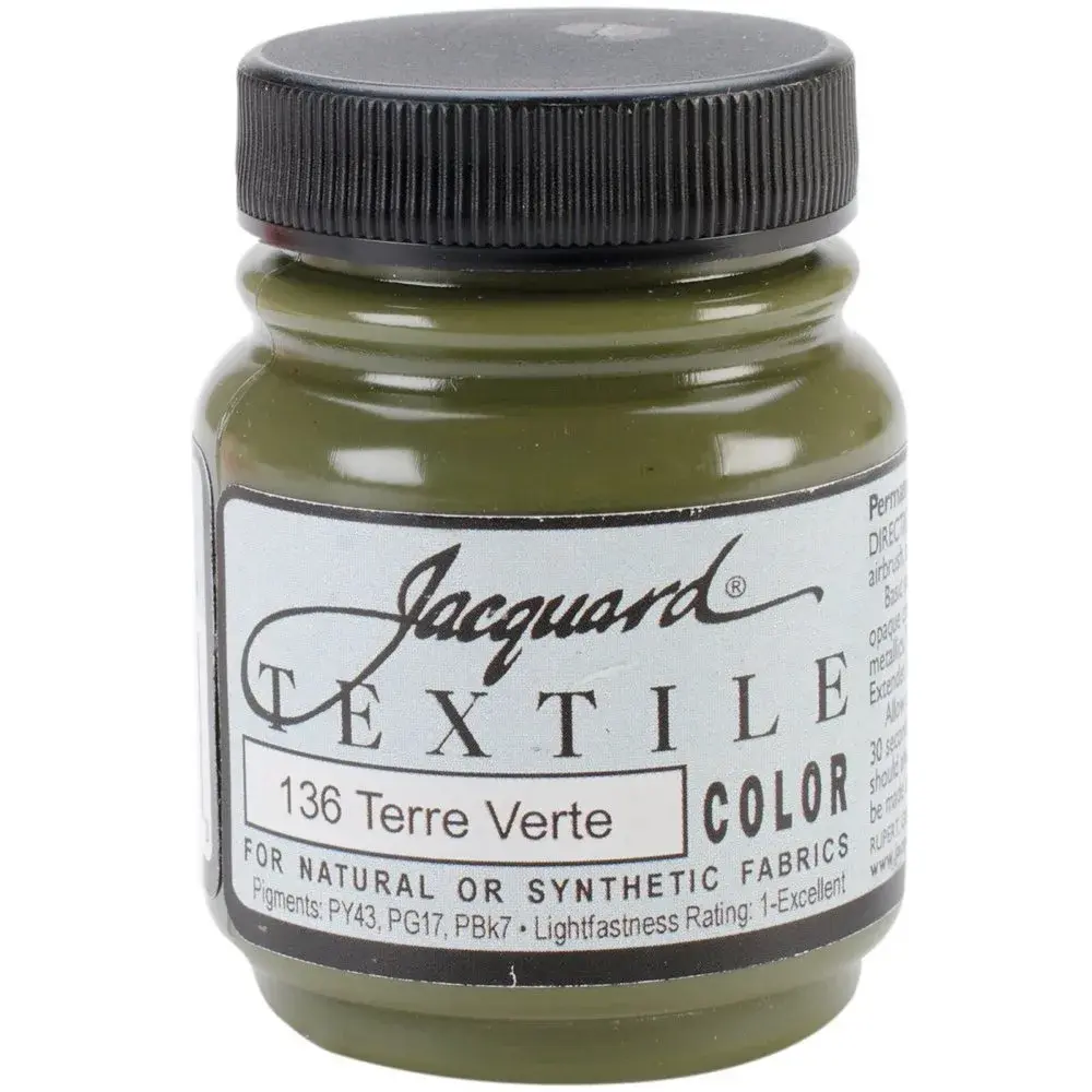 Jacquard Textile Color Terre Verte 2.25 Fl Oz | Permanent Acrylic Fabric Paint for Clothes, Furniture, Shoes - main product image