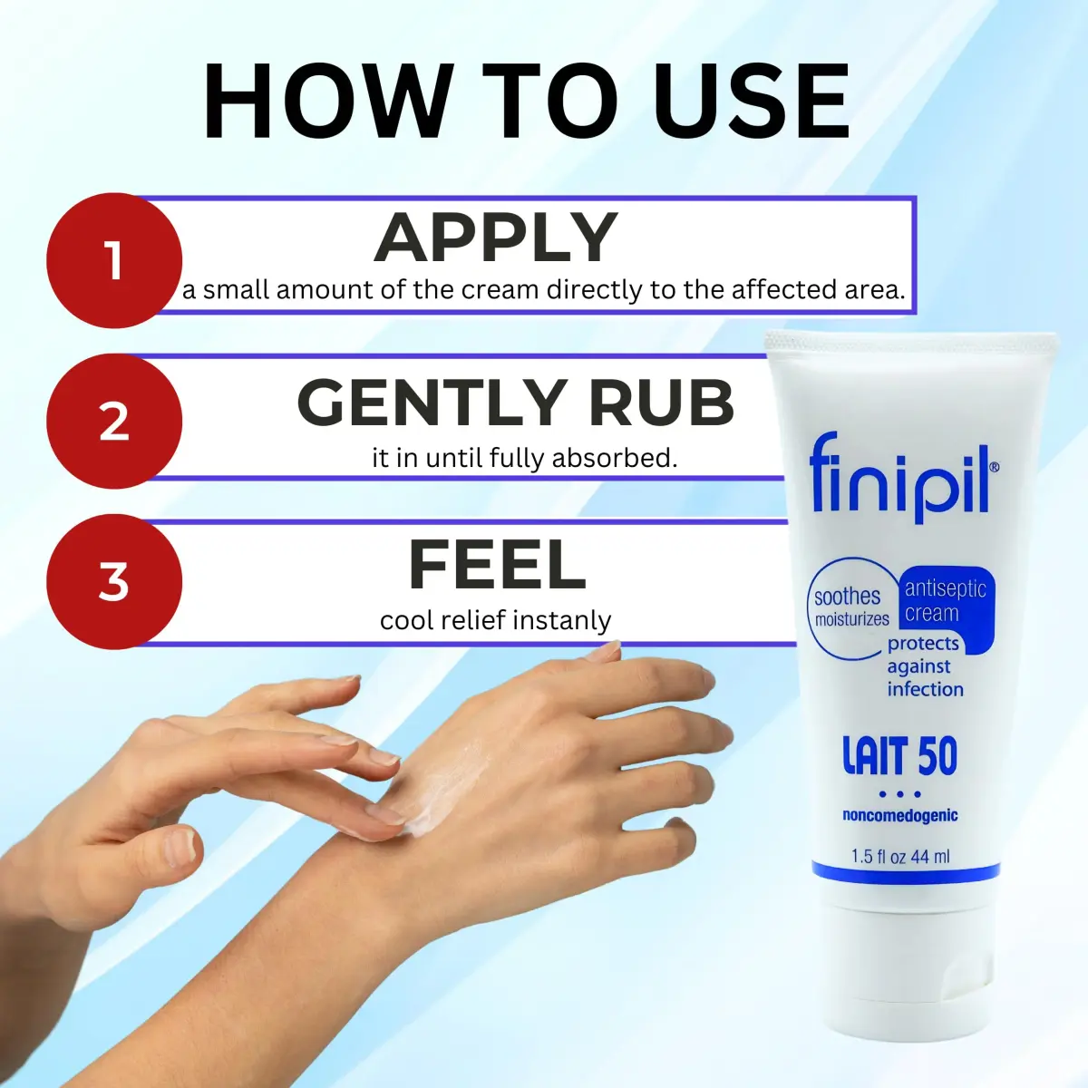 Finipil Lait 50 Antiseptic Cream 44ml (1.5 Fl Oz) | Post Hair Removal & Ingrown Hair Treatment - view 5