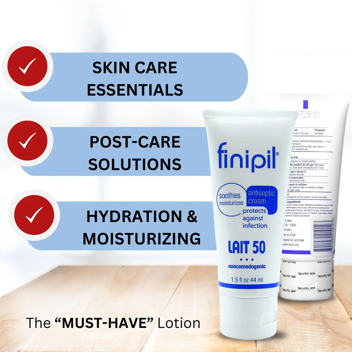 Finipil Lait 50 Antiseptic Cream 44ml (1.5 Fl Oz) | Post Hair Removal & Ingrown Hair Treatment - view 3