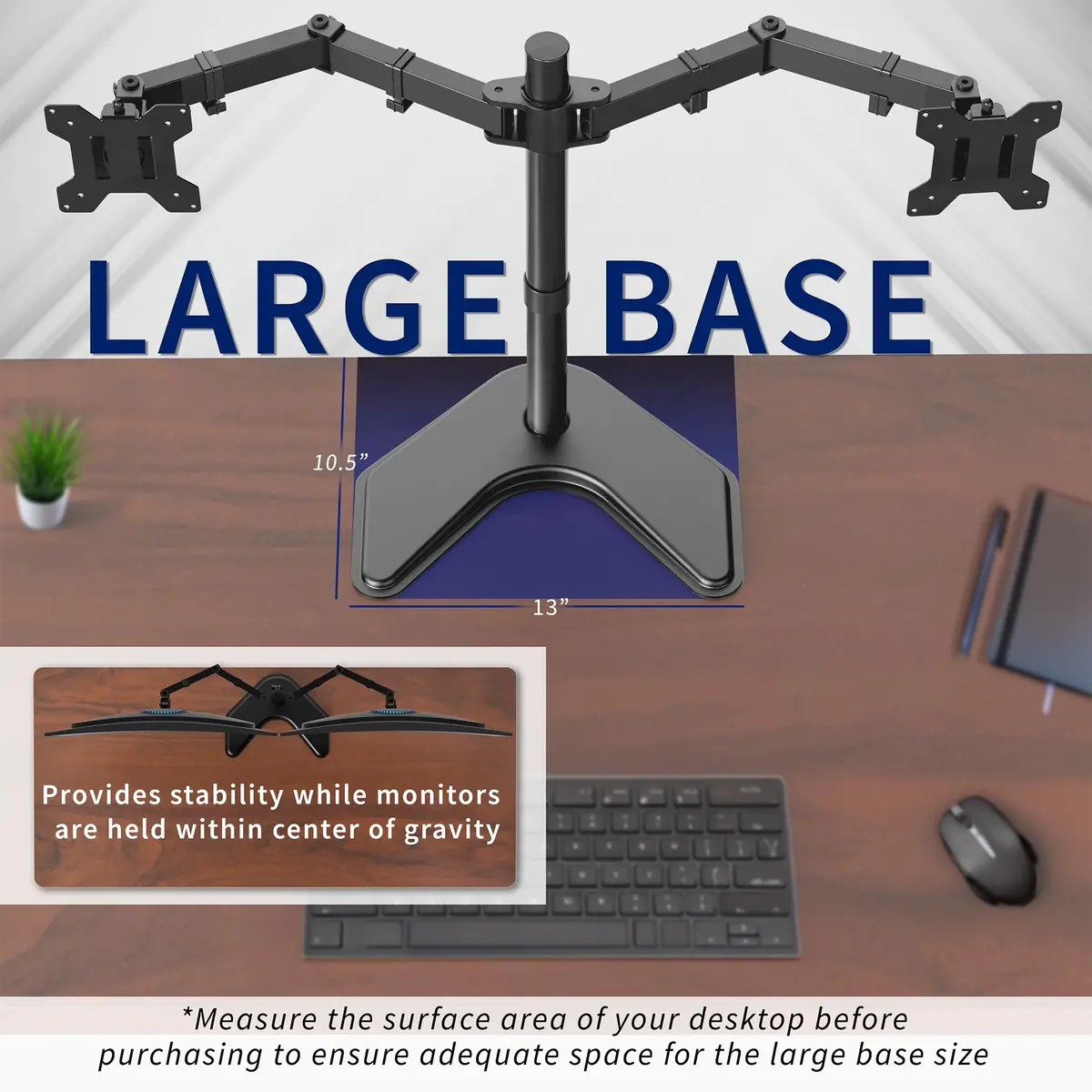 VIVO Dual Monitor Stand for 13-27 Inch Screens | Fully Adjustable, Heavy-Duty, VESA Compatible - view 5