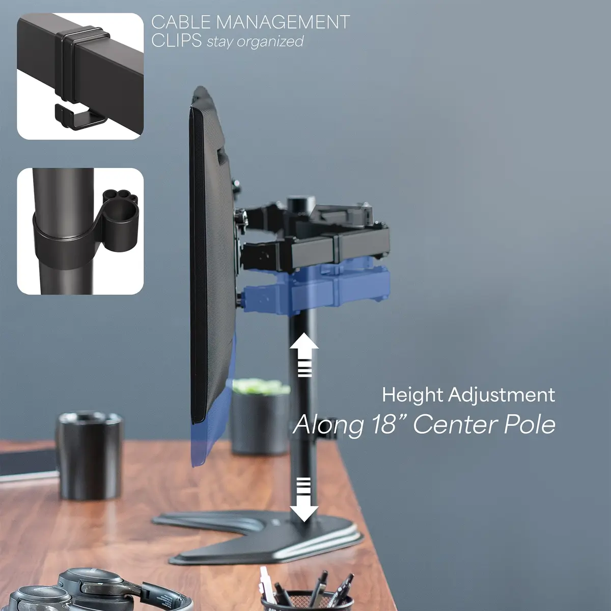 VIVO Dual Monitor Stand for 13-27 Inch Screens | Fully Adjustable, Heavy-Duty, VESA Compatible - view 6