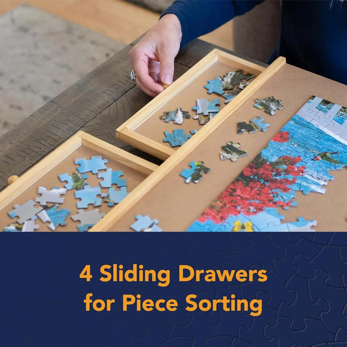 Bits and Pieces Large 1000 Piece Puzzle Board with Drawers | Wooden Puzzle Organizer for Adults & Kids - view 5