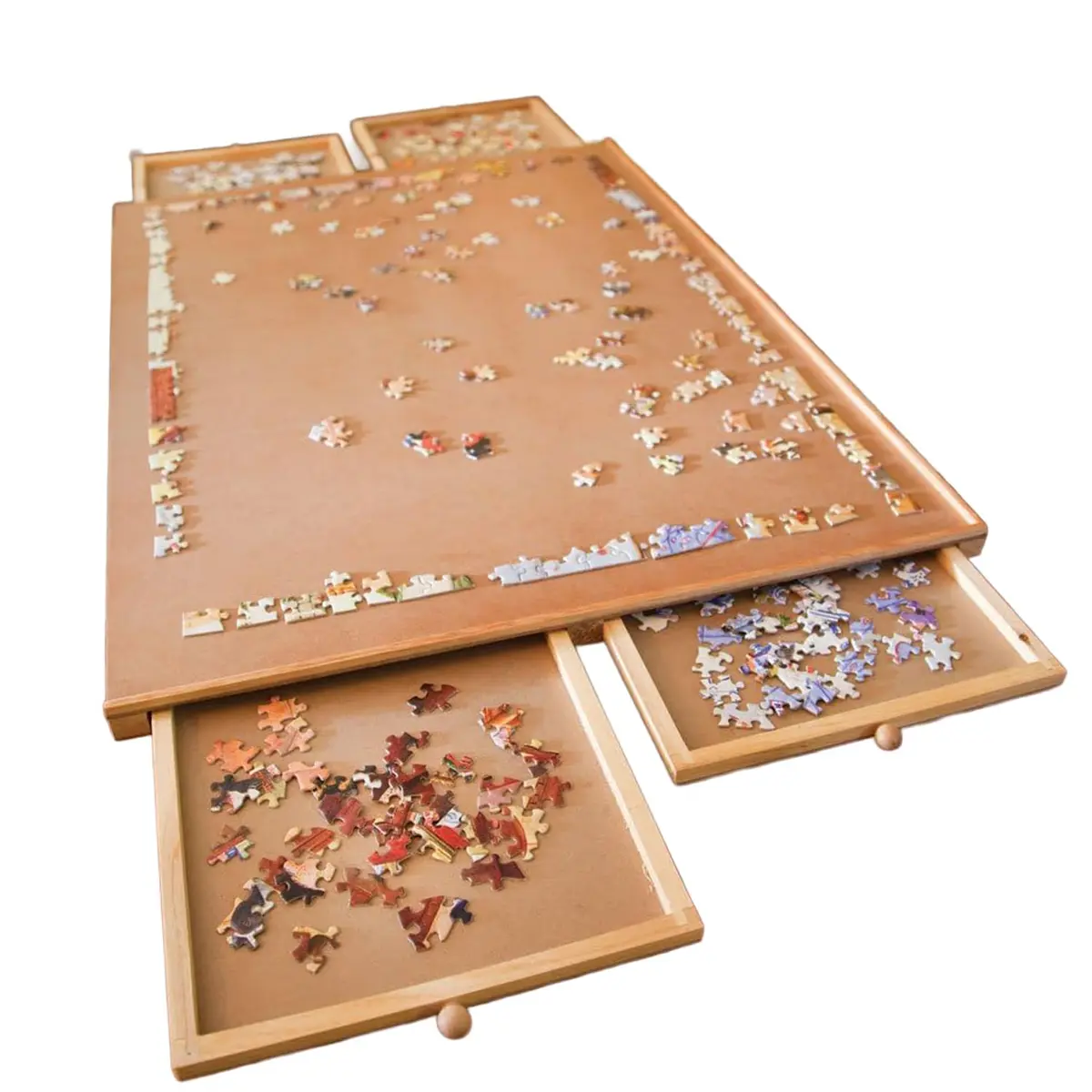 Bits and Pieces Large 1000 Piece Puzzle Board with Drawers | Wooden Puzzle Organizer for Adults & Kids - main product image