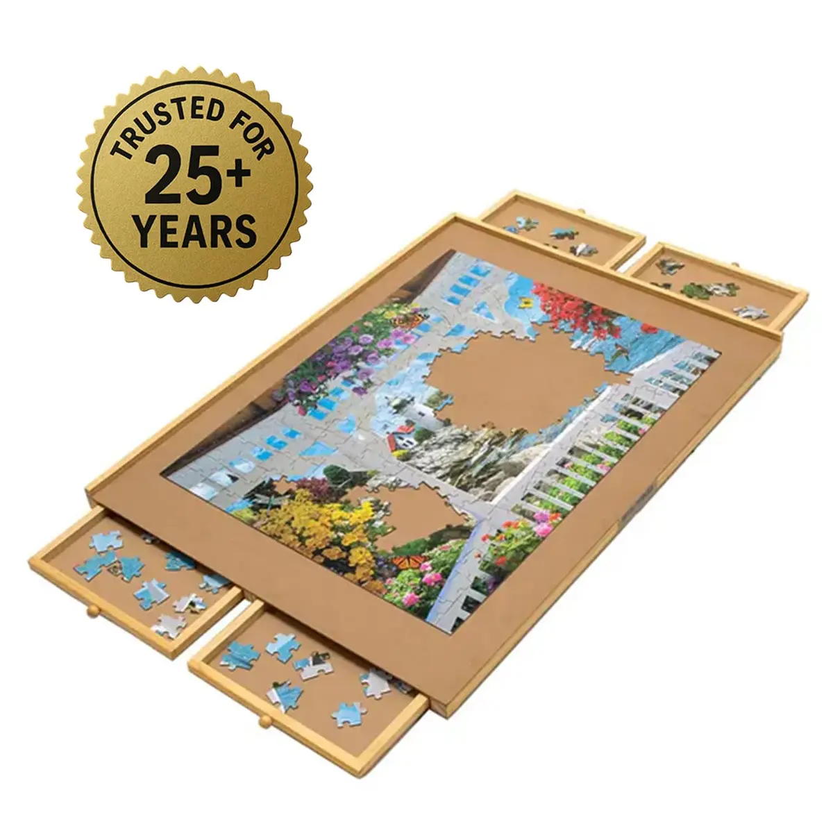 Bits and Pieces Large 1000 Piece Puzzle Board with Drawers | Wooden Puzzle Organizer for Adults & Kids - view 7
