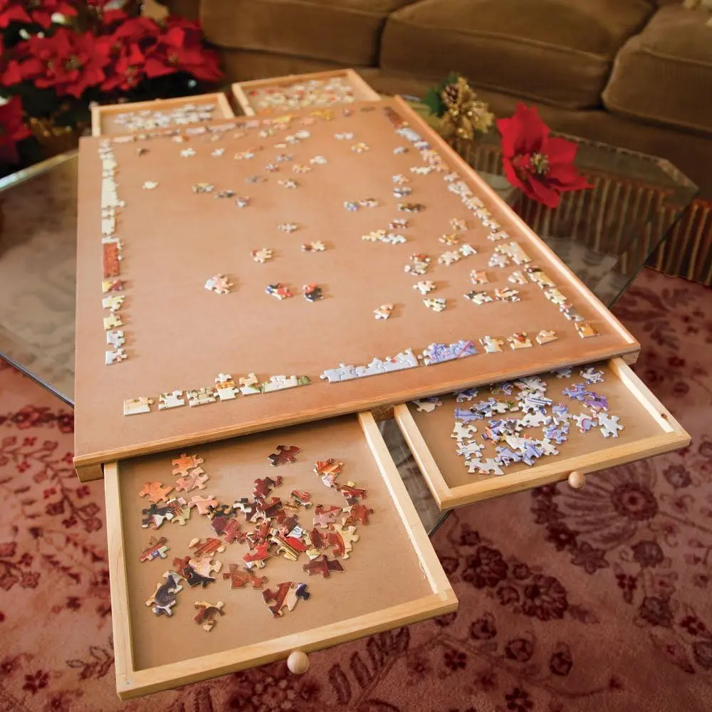 Bits and Pieces Large 1000 Piece Puzzle Board with Drawers | Wooden Puzzle Organizer for Adults & Kids - view 8