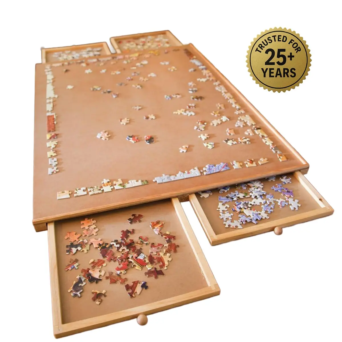 Bits and Pieces Large 1000 Piece Puzzle Board with Drawers | Wooden Puzzle Organizer for Adults & Kids - view 9