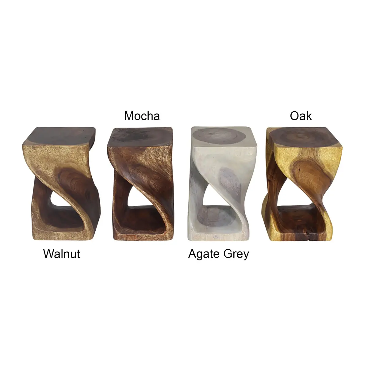 Haussmann Twist Side Table, Mocha | Handcrafted Solid Wood Sculpture (10x10x16 in) - view 4